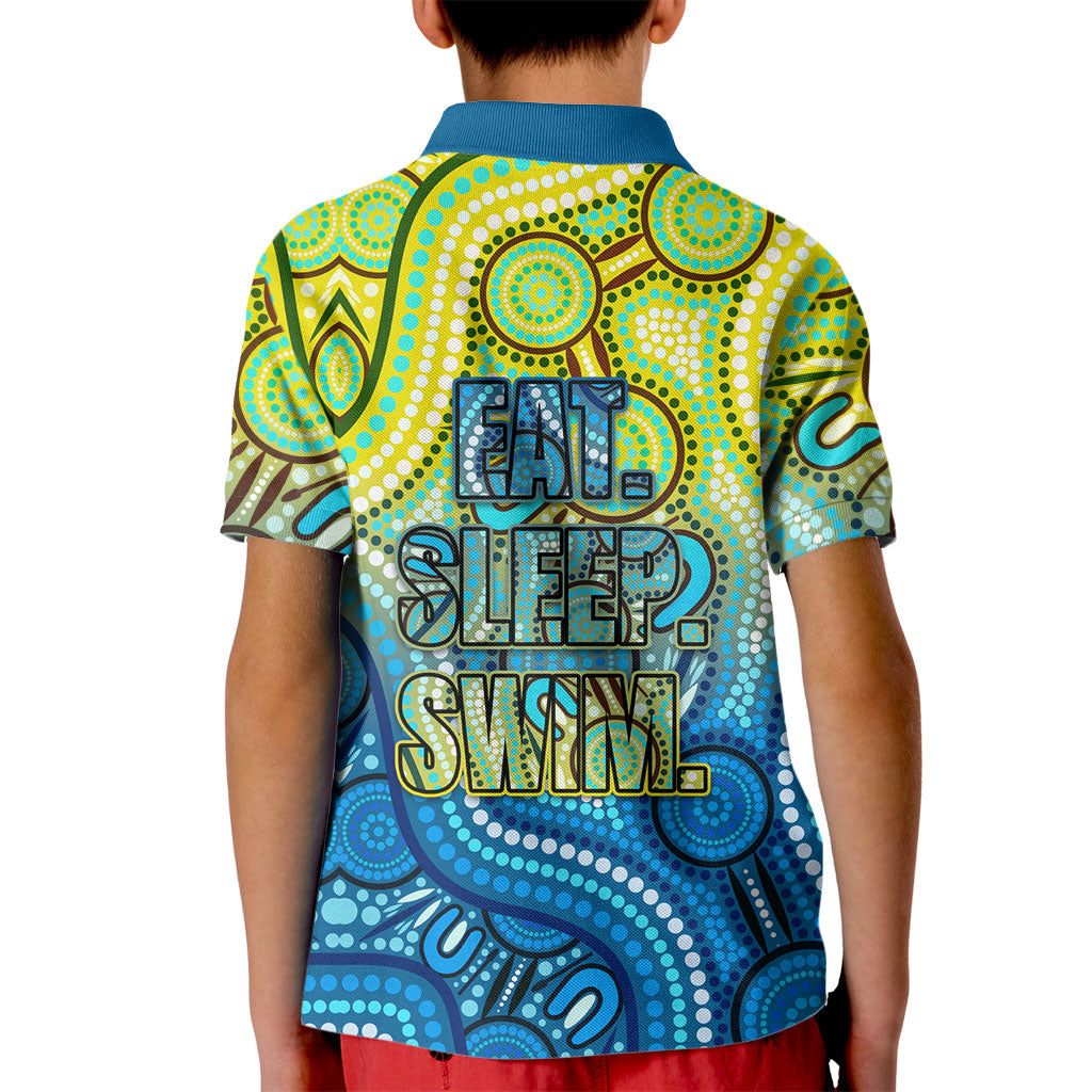 Australia National Swimming Team Kid Polo Shirt Aboriginal Dot Art Ocean Wave Pattern