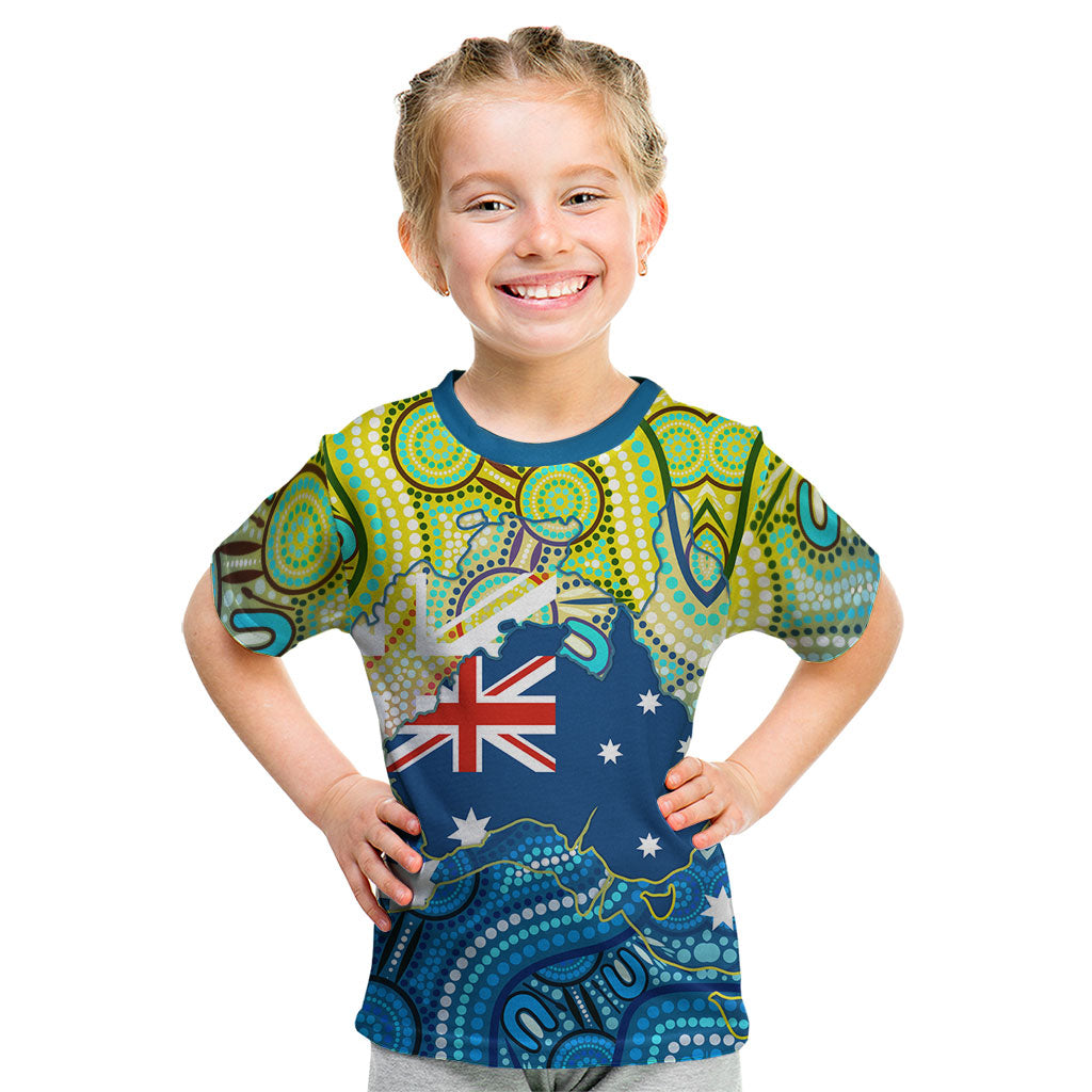 Australia National Swimming Team Kid T Shirt Aboriginal Dot Art Ocean Wave Pattern