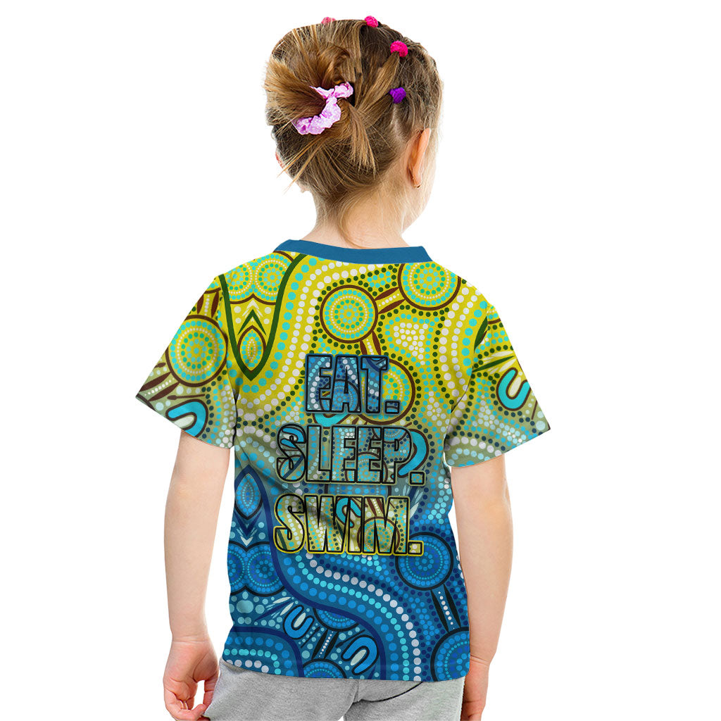 Australia National Swimming Team Kid T Shirt Aboriginal Dot Art Ocean Wave Pattern