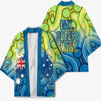 Australia National Swimming Team Kimono Aboriginal Dot Art Ocean Wave Pattern