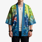 Australia National Swimming Team Kimono Aboriginal Dot Art Ocean Wave Pattern