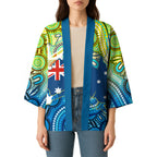 Australia National Swimming Team Kimono Aboriginal Dot Art Ocean Wave Pattern