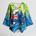 Australia National Swimming Team Kimono Sleeve Blouse Aboriginal Dot Art Ocean Wave Pattern