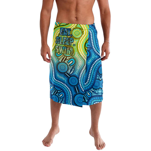 Australia National Swimming Team Lavalava Aboriginal Dot Art Ocean Wave Pattern