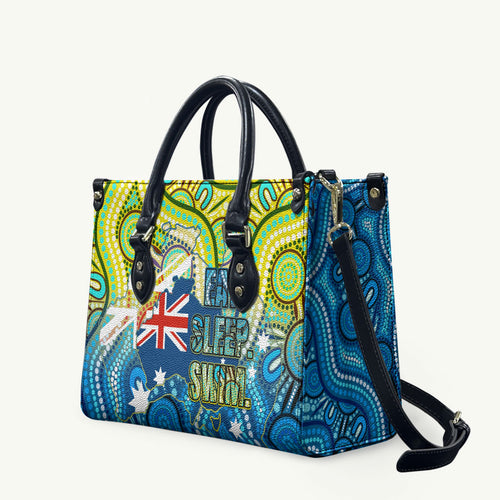 Australia National Swimming Team Leather Bag Aboriginal Dot Art Ocean Wave Pattern