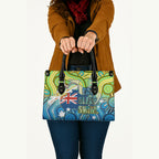 Australia National Swimming Team Leather Bag Aboriginal Dot Art Ocean Wave Pattern