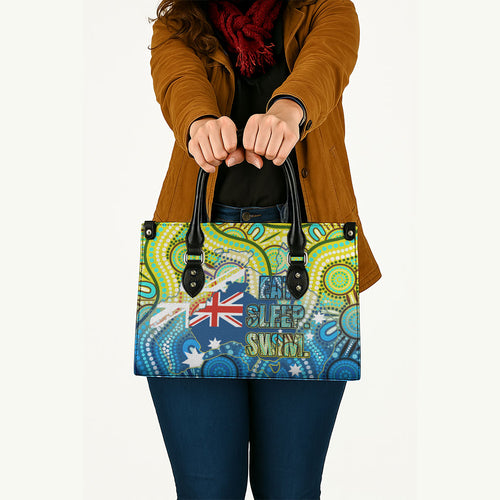 Australia National Swimming Team Leather Bag Aboriginal Dot Art Ocean Wave Pattern