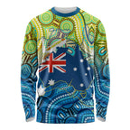 Australia National Swimming Team Long Sleeve Shirt Aboriginal Dot Art Ocean Wave Pattern