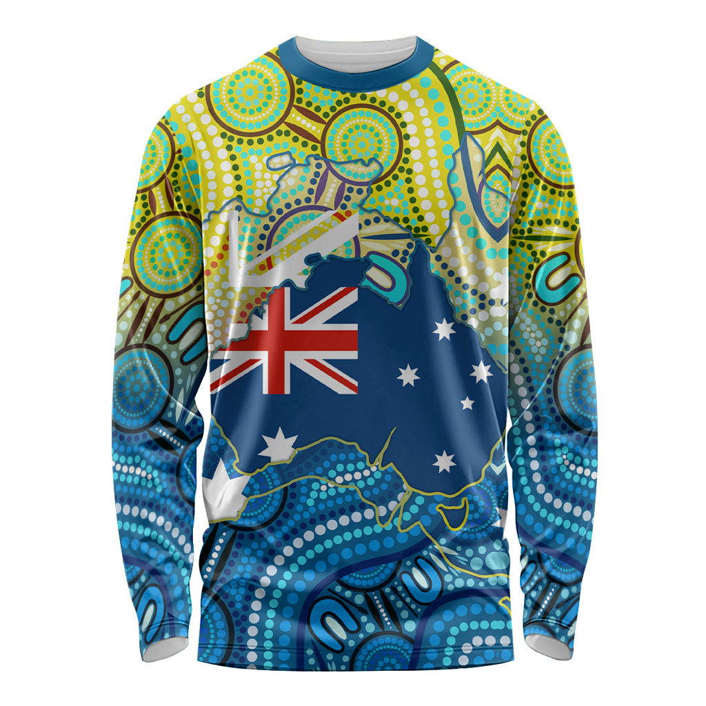 Australia National Swimming Team Long Sleeve Shirt Aboriginal Dot Art Ocean Wave Pattern
