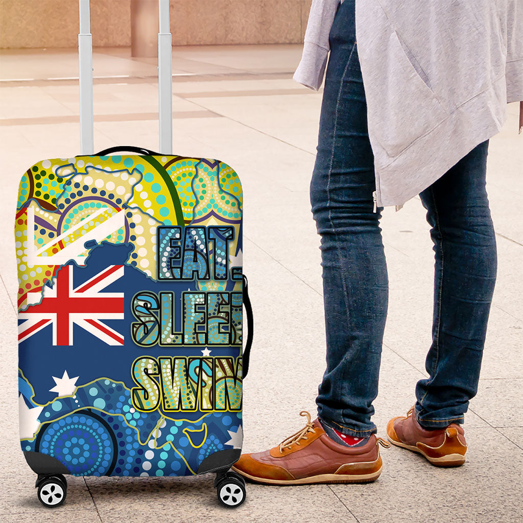 Australia National Swimming Team Luggage Cover Aboriginal Dot Art Ocean Wave Pattern