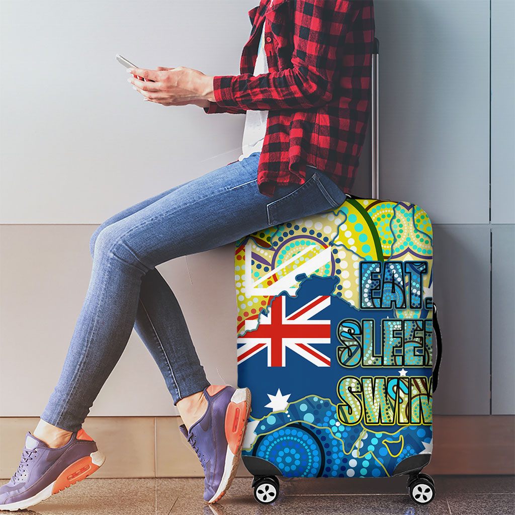 Australia National Swimming Team Luggage Cover Aboriginal Dot Art Ocean Wave Pattern