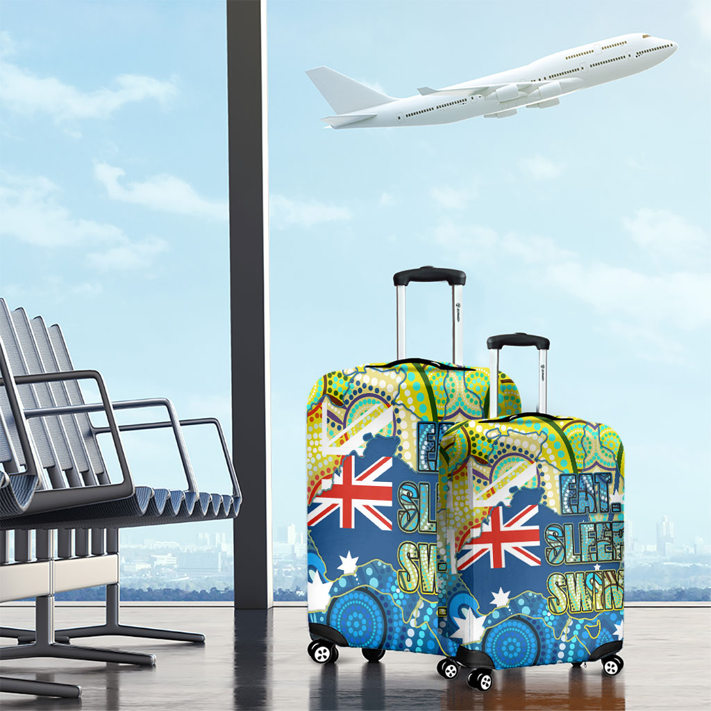 Australia National Swimming Team Luggage Cover Aboriginal Dot Art Ocean Wave Pattern