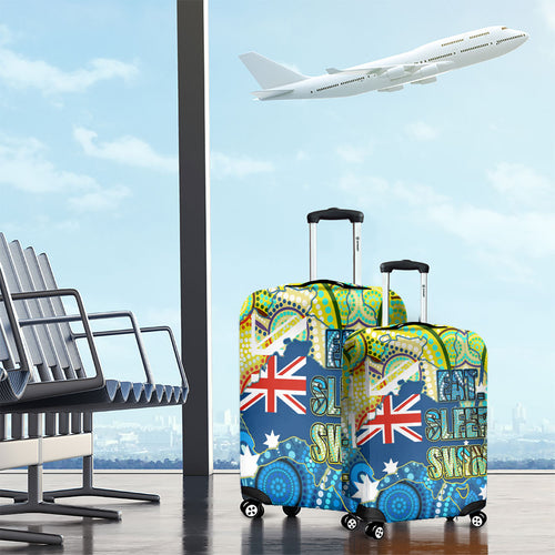 Australia National Swimming Team Luggage Cover Aboriginal Dot Art Ocean Wave Pattern