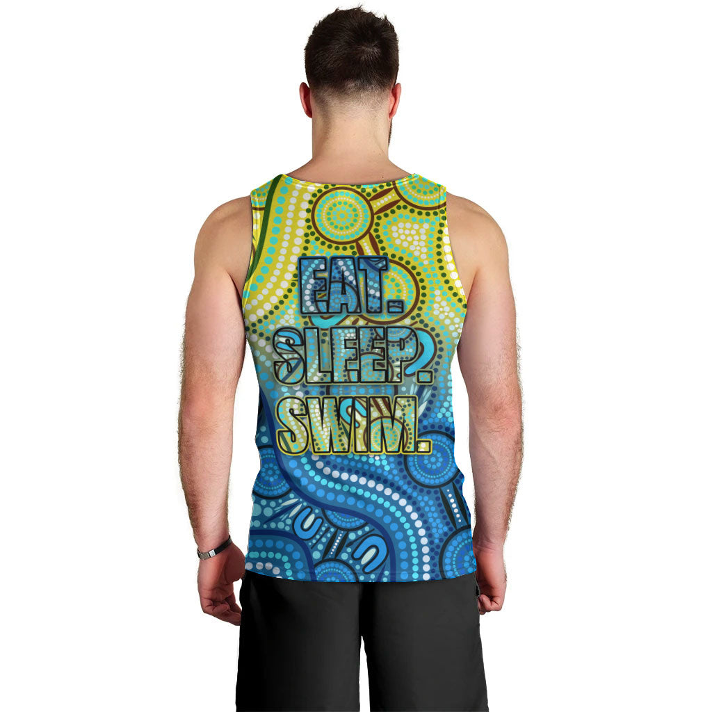 Australia National Swimming Team Men Tank Top Aboriginal Dot Art Ocean Wave Pattern