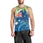 Australia National Swimming Team Men Tank Top Aboriginal Dot Art Ocean Wave Pattern