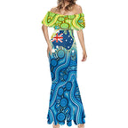 Australia National Swimming Team Mermaid Dress Aboriginal Dot Art Ocean Wave Pattern