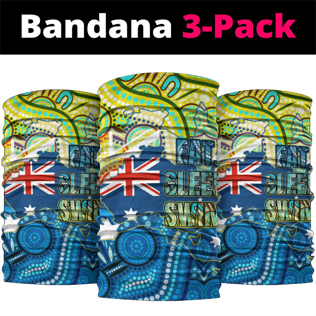 Australia National Swimming Team Neck Gaiter Aboriginal Dot Art Ocean Wave Pattern
