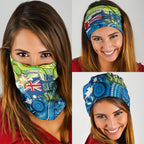 Australia National Swimming Team Neck Gaiter Aboriginal Dot Art Ocean Wave Pattern