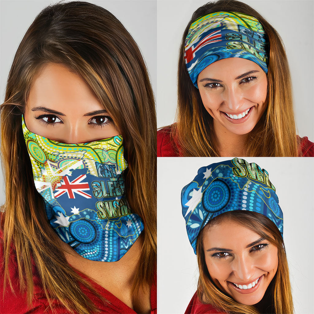 Australia National Swimming Team Neck Gaiter Aboriginal Dot Art Ocean Wave Pattern