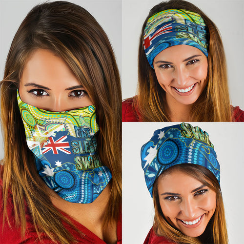 Australia National Swimming Team Neck Gaiter Aboriginal Dot Art Ocean Wave Pattern