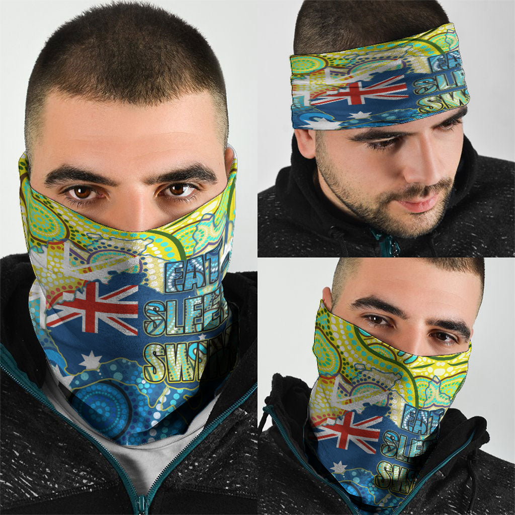 Australia National Swimming Team Neck Gaiter Aboriginal Dot Art Ocean Wave Pattern