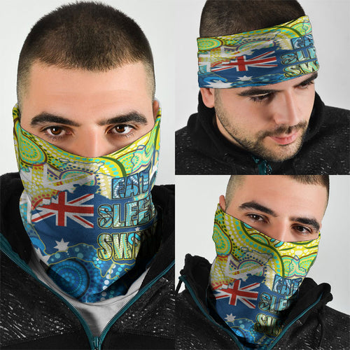 Australia National Swimming Team Neck Gaiter Aboriginal Dot Art Ocean Wave Pattern