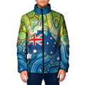 Australia National Swimming Team Padded Jacket Aboriginal Dot Art Ocean Wave Pattern