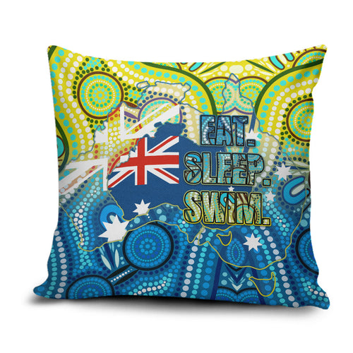 Australia National Swimming Team Pillow Cover Aboriginal Dot Art Ocean Wave Pattern