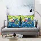 Australia National Swimming Team Pillow Cover Aboriginal Dot Art Ocean Wave Pattern