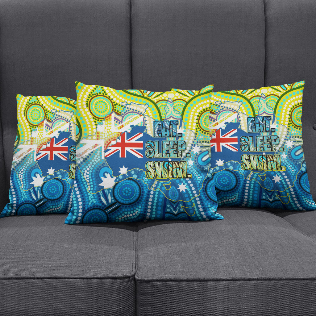 Australia National Swimming Team Pillow Cover Aboriginal Dot Art Ocean Wave Pattern