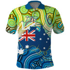 Australia National Swimming Team Polo Shirt Aboriginal Dot Art Ocean Wave Pattern