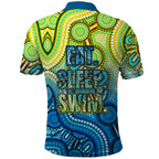 Australia National Swimming Team Polo Shirt Aboriginal Dot Art Ocean Wave Pattern
