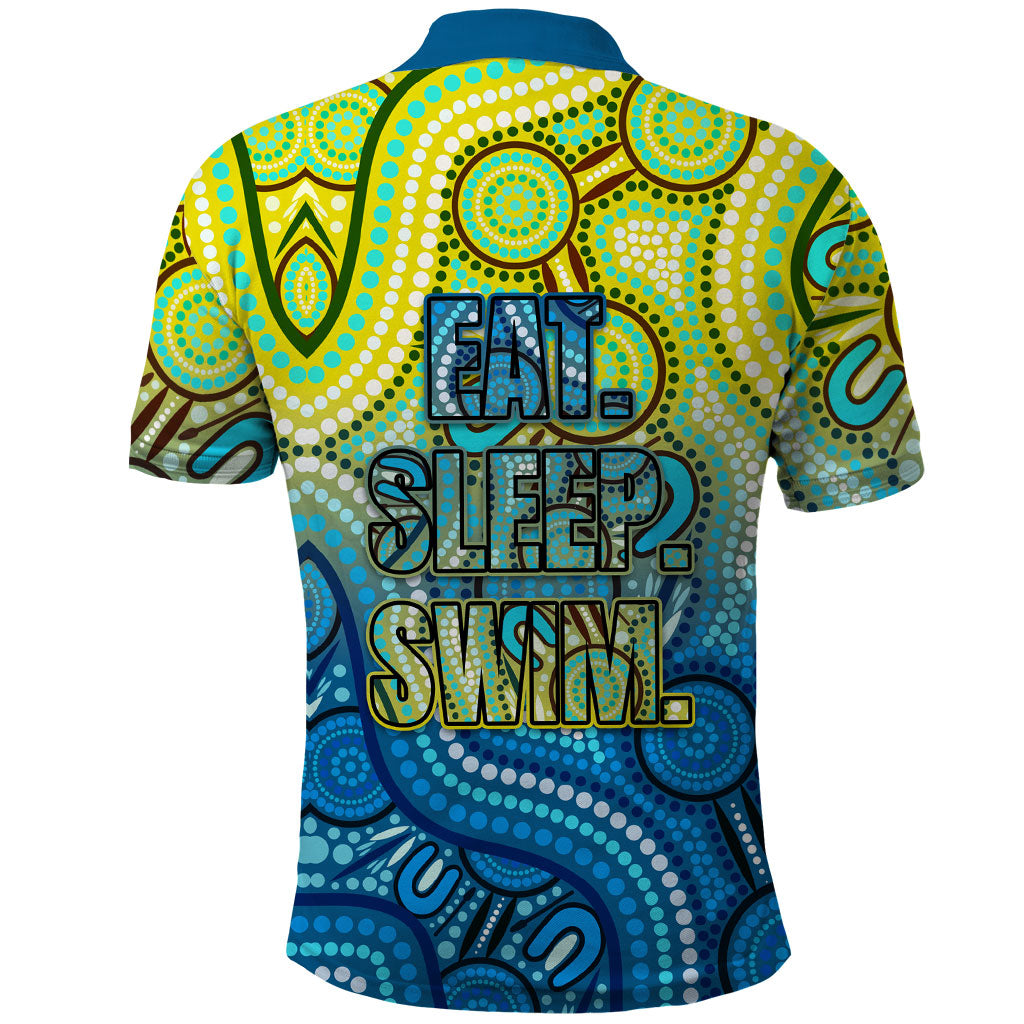 Australia National Swimming Team Polo Shirt Aboriginal Dot Art Ocean Wave Pattern