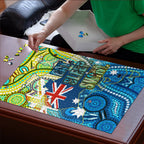 Australia National Swimming Team Puzzle Aboriginal Dot Art Ocean Wave Pattern