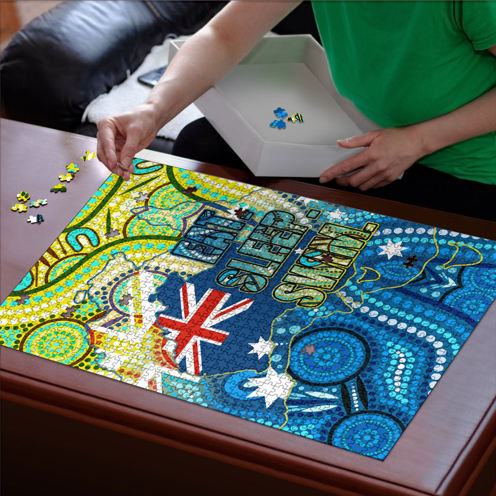 Australia National Swimming Team Puzzle Aboriginal Dot Art Ocean Wave Pattern