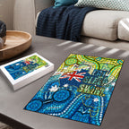 Australia National Swimming Team Puzzle Aboriginal Dot Art Ocean Wave Pattern