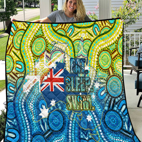 Australia National Swimming Team Quilt Aboriginal Dot Art Ocean Wave Pattern