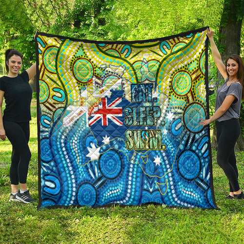 Australia National Swimming Team Quilt Aboriginal Dot Art Ocean Wave Pattern