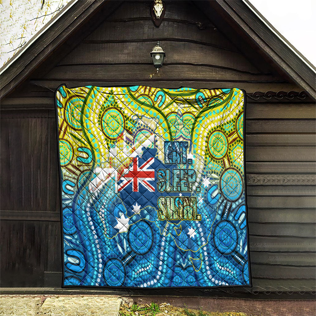 Australia National Swimming Team Quilt Aboriginal Dot Art Ocean Wave Pattern