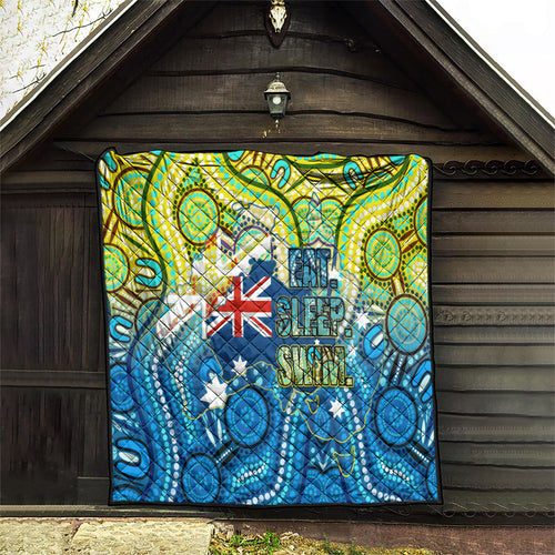 Australia National Swimming Team Quilt Aboriginal Dot Art Ocean Wave Pattern
