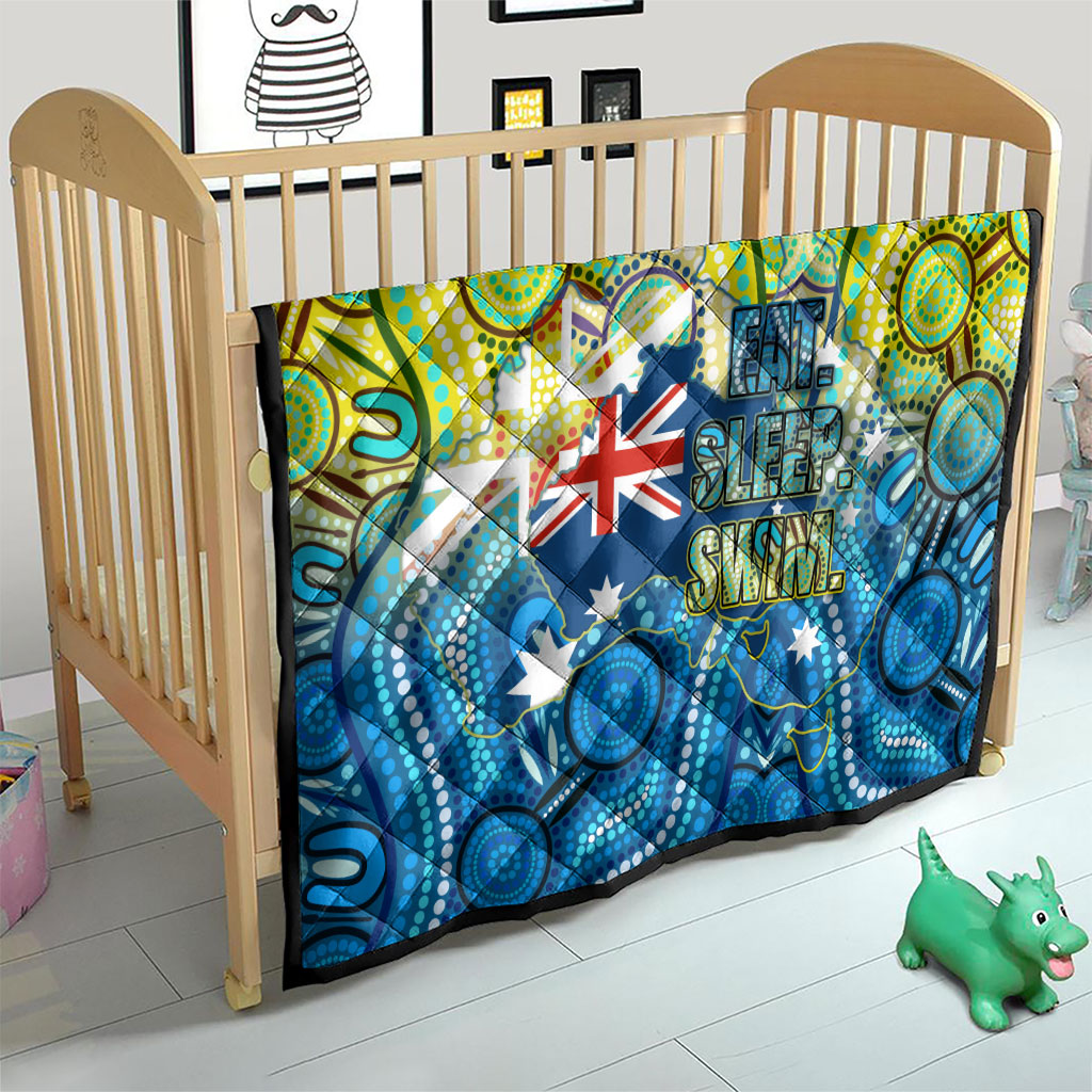 Australia National Swimming Team Quilt Aboriginal Dot Art Ocean Wave Pattern