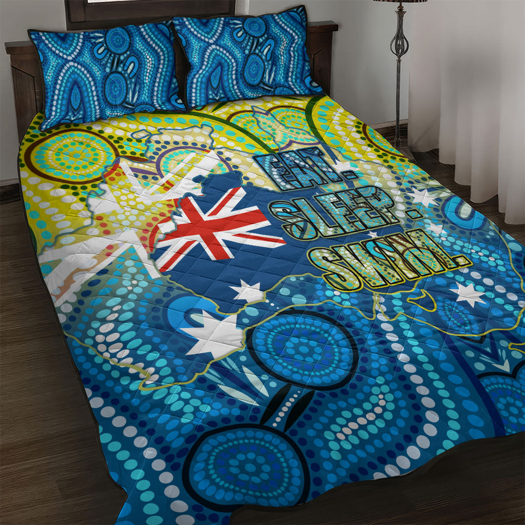 Australia National Swimming Team Quilt Bed Set Aboriginal Dot Art Ocean Wave Pattern