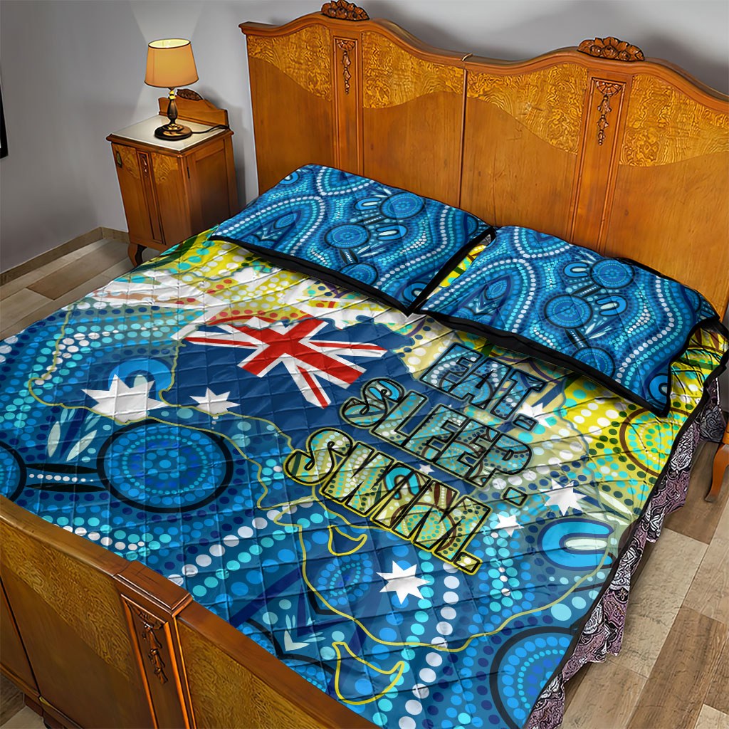 Australia National Swimming Team Quilt Bed Set Aboriginal Dot Art Ocean Wave Pattern