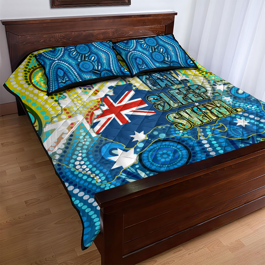 Australia National Swimming Team Quilt Bed Set Aboriginal Dot Art Ocean Wave Pattern
