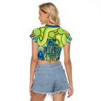 Australia National Swimming Team Raglan Cropped T Shirt Aboriginal Dot Art Ocean Wave Pattern