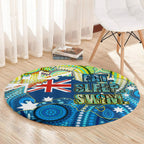 Australia National Swimming Team Round Carpet Aboriginal Dot Art Ocean Wave Pattern