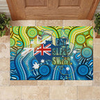 Australia National Swimming Team Rubber Doormat Aboriginal Dot Art Ocean Wave Pattern