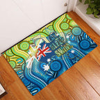 Australia National Swimming Team Rubber Doormat Aboriginal Dot Art Ocean Wave Pattern