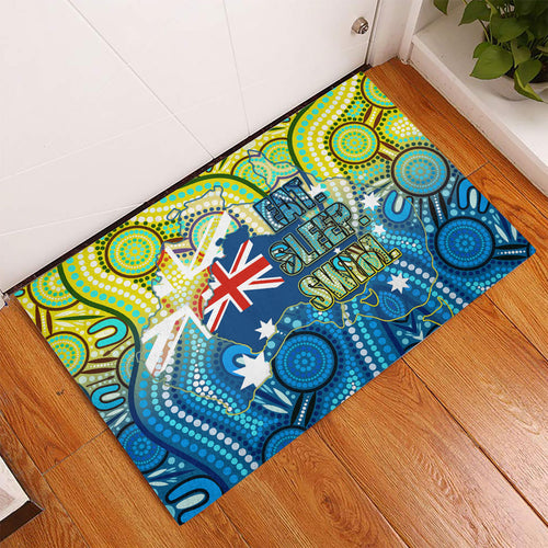 Australia National Swimming Team Rubber Doormat Aboriginal Dot Art Ocean Wave Pattern