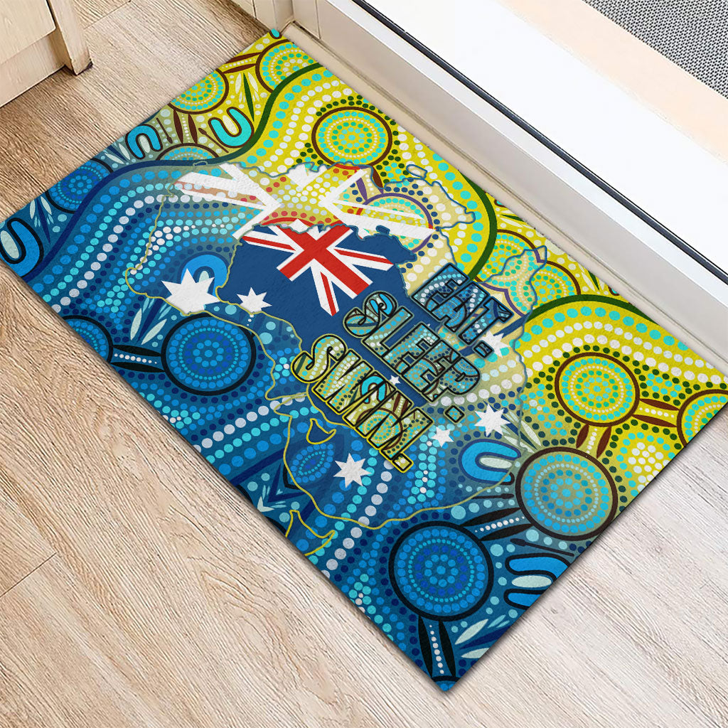 Australia National Swimming Team Rubber Doormat Aboriginal Dot Art Ocean Wave Pattern